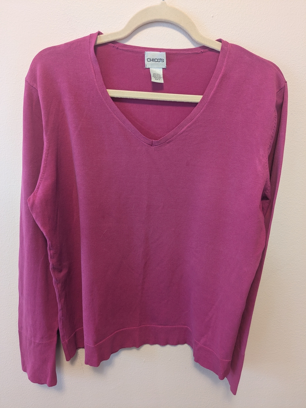 Chico's V-Neck Sweater in Raspberry